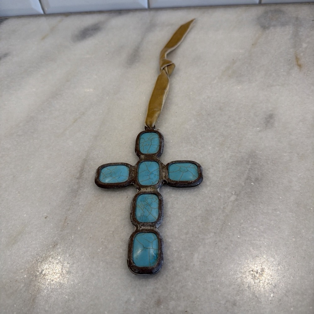 Vintage Turquoise Wall Hang Cross